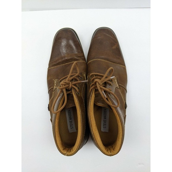 Steve Madden Mens P-Klatin Chukka Boots Size 9 Brown Leather Lace Up Distressed main image 5